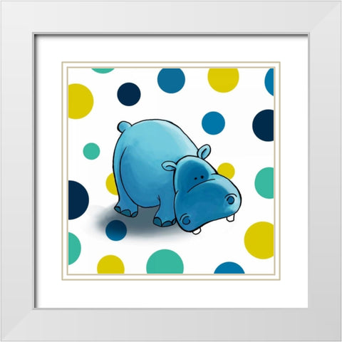 Hippo White Modern Wood Framed Art Print with Double Matting by GraphINC