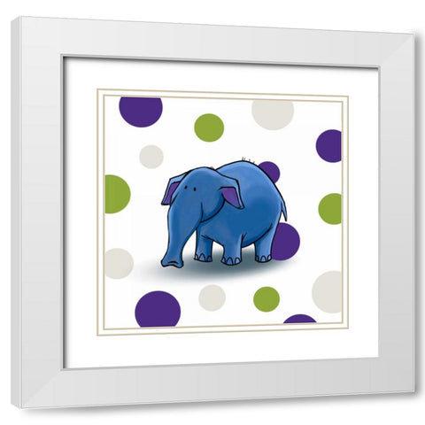 Elephant White Modern Wood Framed Art Print with Double Matting by GraphINC