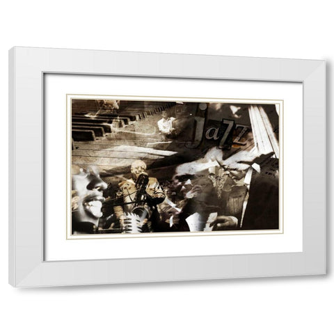 Jazz White Modern Wood Framed Art Print with Double Matting by GraphINC