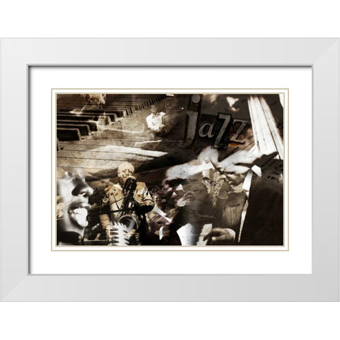 Jazz White Modern Wood Framed Art Print with Double Matting by GraphINC