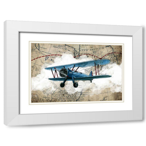 Biplane 1 White Modern Wood Framed Art Print with Double Matting by GraphINC Studio