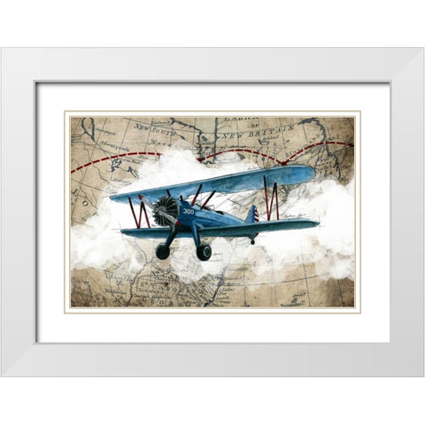 Biplane 1 White Modern Wood Framed Art Print with Double Matting by GraphINC Studio