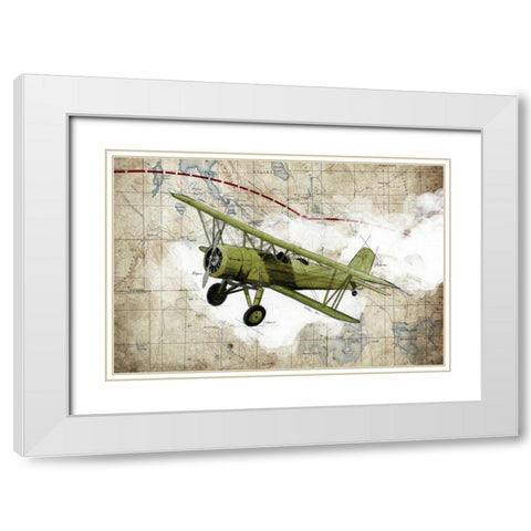 Biplane 2 White Modern Wood Framed Art Print with Double Matting by GraphINC Studio