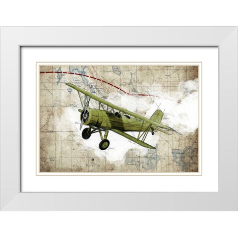 Biplane 2 White Modern Wood Framed Art Print with Double Matting by GraphINC Studio