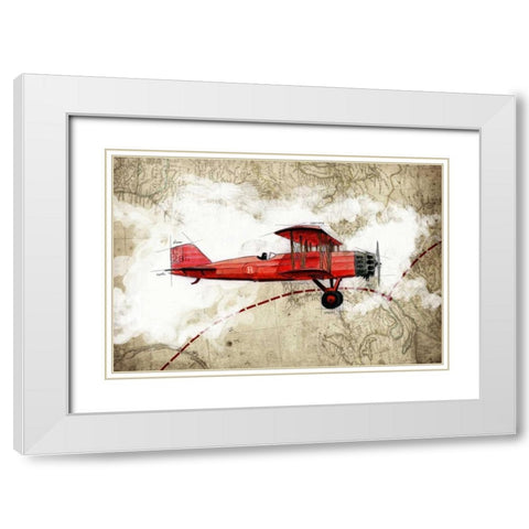 Biplane 3 White Modern Wood Framed Art Print with Double Matting by GraphINC Studio