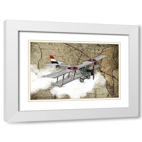Biplane 4 White Modern Wood Framed Art Print with Double Matting by GraphINC Studio