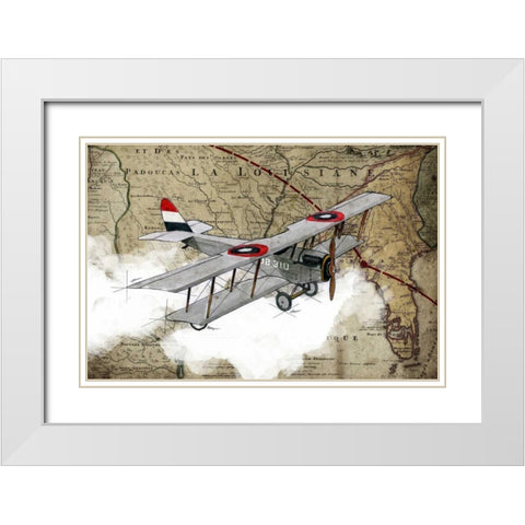 Biplane 4 White Modern Wood Framed Art Print with Double Matting by GraphINC Studio