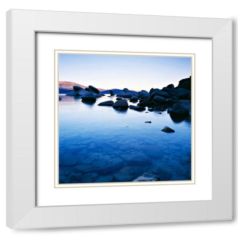 Blue Rocks White Modern Wood Framed Art Print with Double Matting by PhotoINC Studio