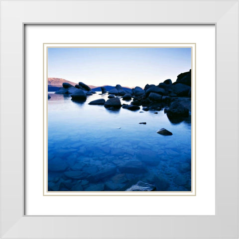 Blue Rocks White Modern Wood Framed Art Print with Double Matting by PhotoINC Studio