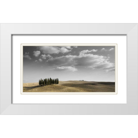 Toscana Landscape White Modern Wood Framed Art Print with Double Matting by PhotoINC Studio