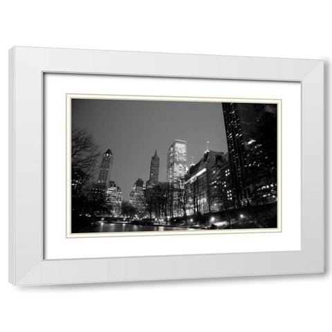 Central Park View White Modern Wood Framed Art Print with Double Matting by PhotoINC Studio