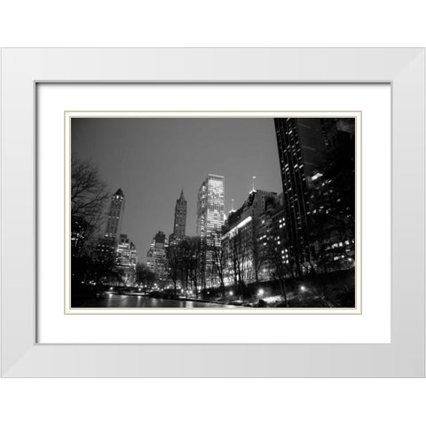Central Park View White Modern Wood Framed Art Print with Double Matting by PhotoINC Studio