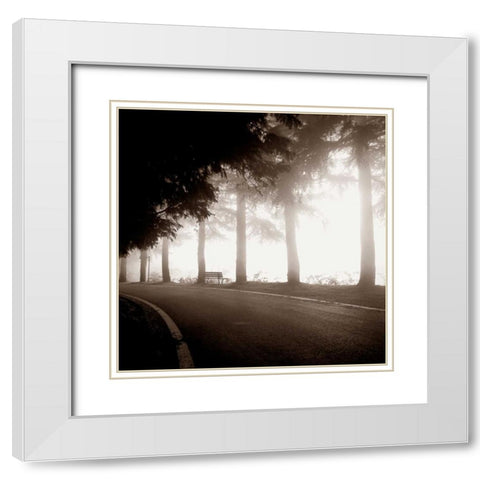 Roadside Bench White Modern Wood Framed Art Print with Double Matting by PhotoINC Studio