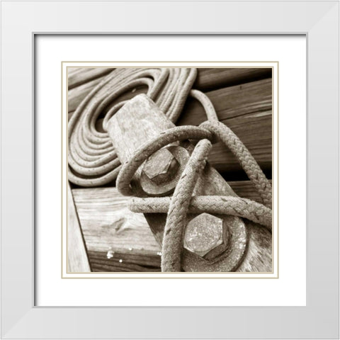Knots and Bolts White Modern Wood Framed Art Print with Double Matting by PhotoINC Studio