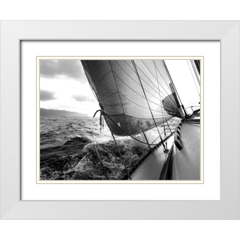 Waves White Modern Wood Framed Art Print with Double Matting by PhotoINC Studio
