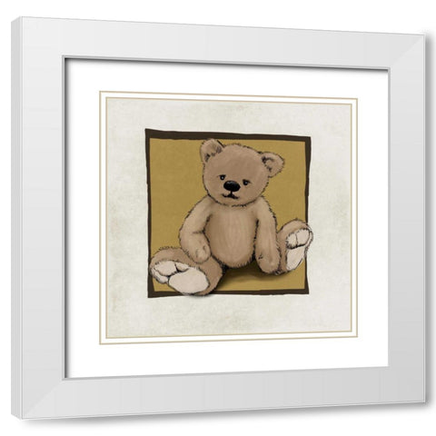 Teddy Bear White Modern Wood Framed Art Print with Double Matting by GraphINC