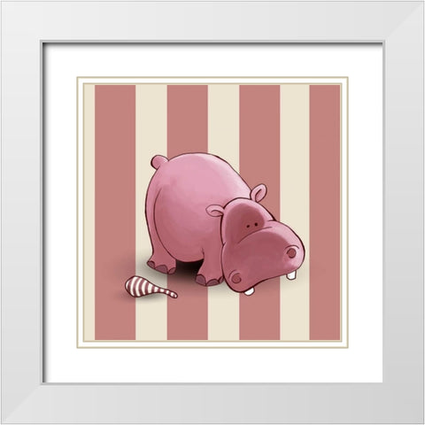 Hippo White Modern Wood Framed Art Print with Double Matting by GraphINC