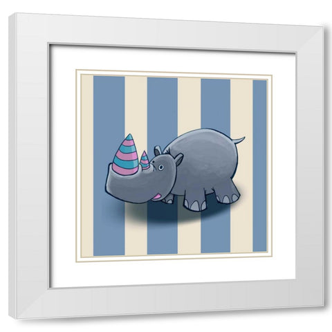 Rhino White Modern Wood Framed Art Print with Double Matting by GraphINC