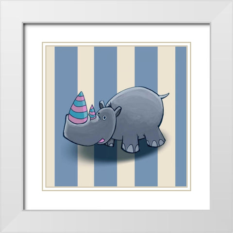 Rhino White Modern Wood Framed Art Print with Double Matting by GraphINC