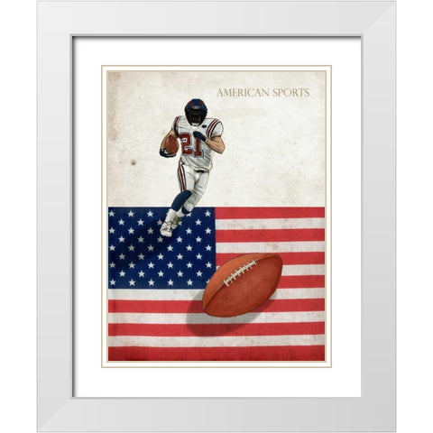 American Sports-Football 1 White Modern Wood Framed Art Print with Double Matting by GraphINC Studio