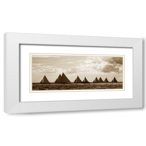 Sailboats White Modern Wood Framed Art Print with Double Matting by GraphINC