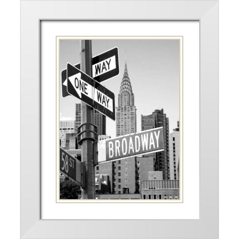 Broadway White Modern Wood Framed Art Print with Double Matting by PhotoINC Studio