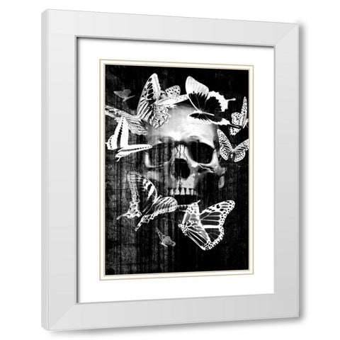 Skull Butterfly Crown White Modern Wood Framed Art Print with Double Matting by GraphINC