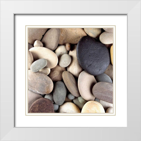 Brown Pebbles White Modern Wood Framed Art Print with Double Matting by PhotoINC Studio