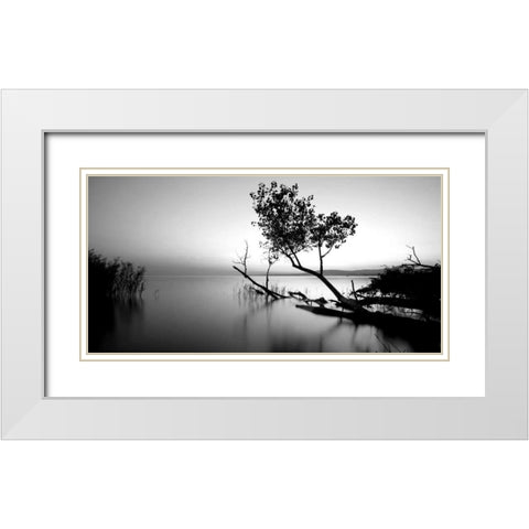 Great Lake White Modern Wood Framed Art Print with Double Matting by PhotoINC Studio