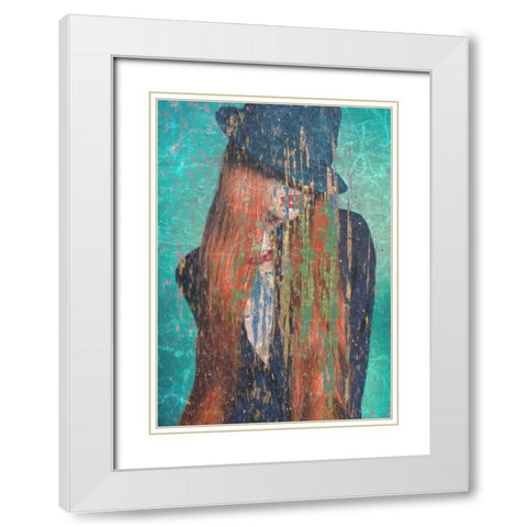 Red Hair White Modern Wood Framed Art Print with Double Matting by GraphINC