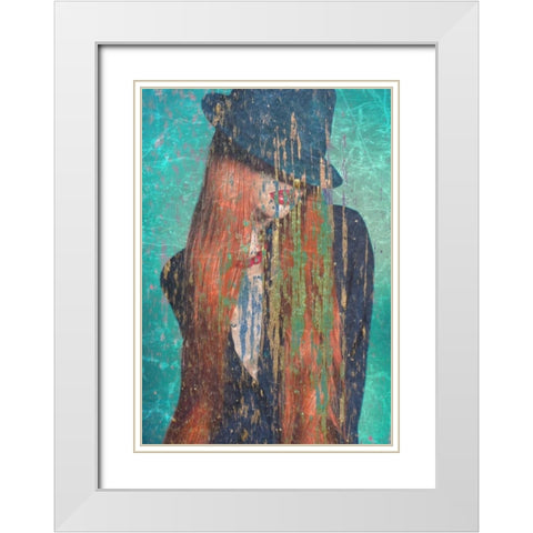 Red Hair White Modern Wood Framed Art Print with Double Matting by GraphINC