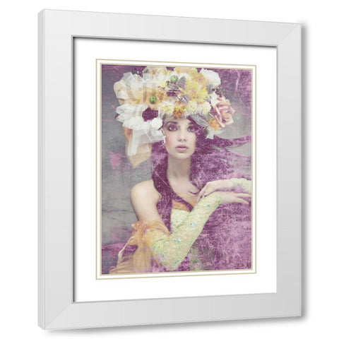 Flower Lady White Modern Wood Framed Art Print with Double Matting by GraphINC