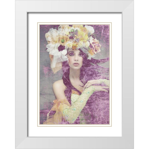 Flower Lady White Modern Wood Framed Art Print with Double Matting by GraphINC