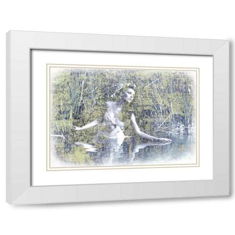 Swan Lake White Modern Wood Framed Art Print with Double Matting by GraphINC