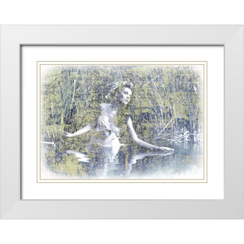 Swan Lake White Modern Wood Framed Art Print with Double Matting by GraphINC