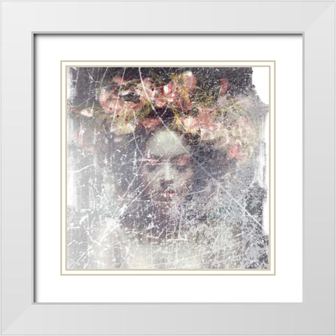 Flower Crown White Modern Wood Framed Art Print with Double Matting by GraphINC
