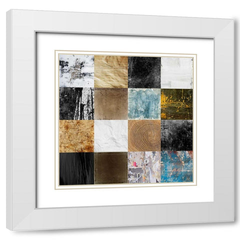 Tiles Decor Blue Notes 2 White Modern Wood Framed Art Print with Double Matting by GraphINC