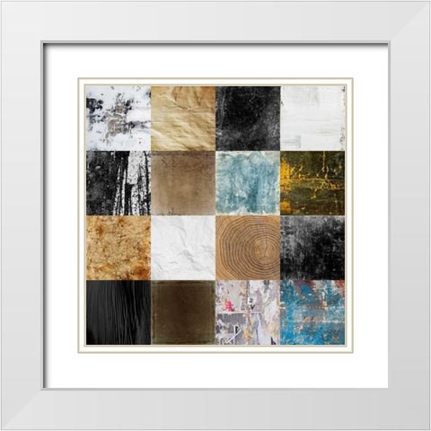 Tiles Decor Blue Notes 2 White Modern Wood Framed Art Print with Double Matting by GraphINC