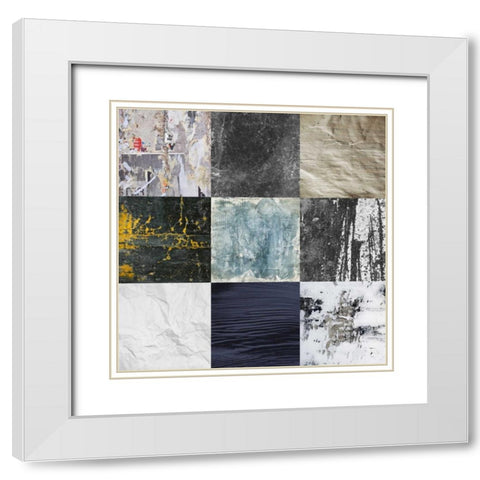 Tiles Decor Blue Notes 1 White Modern Wood Framed Art Print with Double Matting by GraphINC
