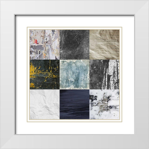 Tiles Decor Blue Notes 1 White Modern Wood Framed Art Print with Double Matting by GraphINC