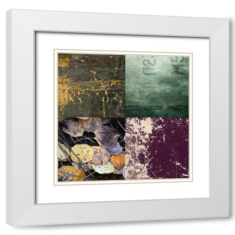 Tiles Decor Green Notes White Modern Wood Framed Art Print with Double Matting by GraphINC