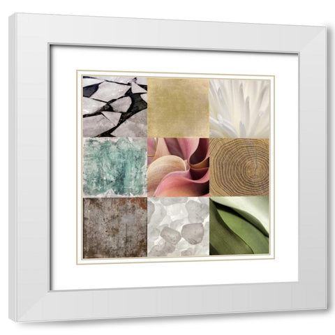 Tiles Decor Ice White White Modern Wood Framed Art Print with Double Matting by GraphINC