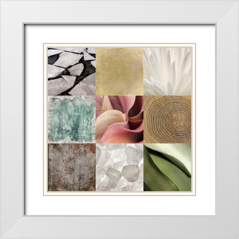 Tiles Decor Ice White White Modern Wood Framed Art Print with Double Matting by GraphINC