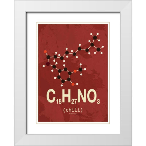 Molecule Chili White Modern Wood Framed Art Print with Double Matting by TypeLike