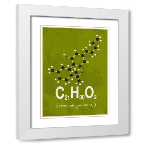 Molecule THC White Modern Wood Framed Art Print with Double Matting by TypeLike