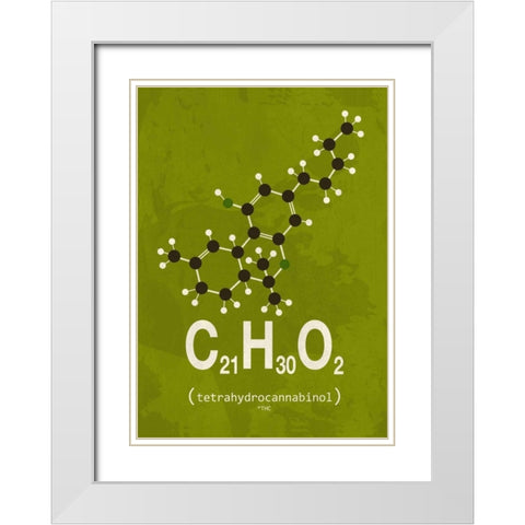Molecule THC White Modern Wood Framed Art Print with Double Matting by TypeLike