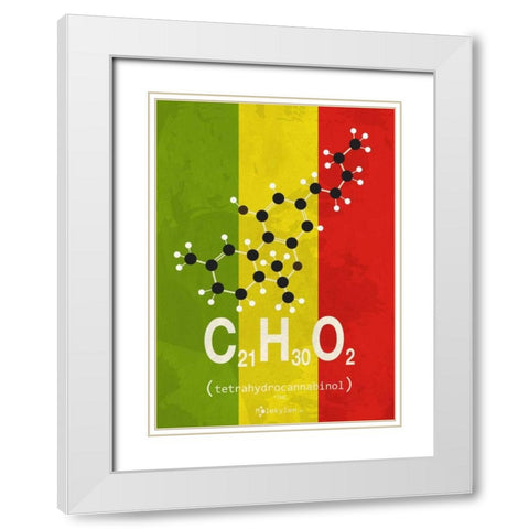 Molecule THC White Modern Wood Framed Art Print with Double Matting by TypeLike