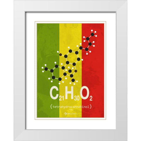Molecule THC White Modern Wood Framed Art Print with Double Matting by TypeLike