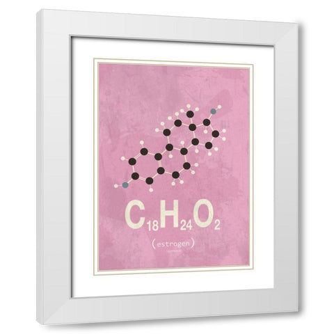Molecule Estrogene White Modern Wood Framed Art Print with Double Matting by TypeLike