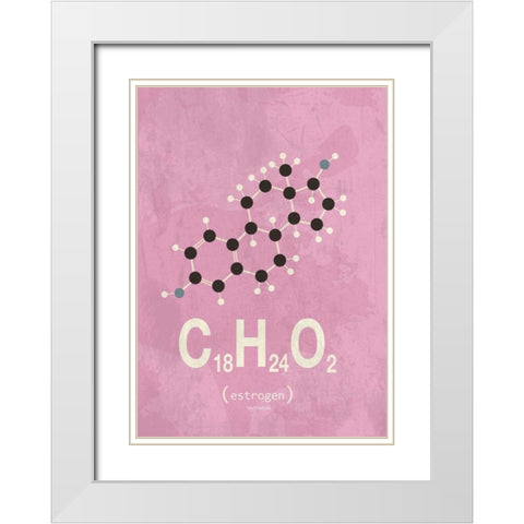 Molecule Estrogene White Modern Wood Framed Art Print with Double Matting by TypeLike